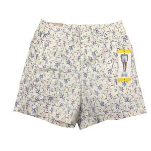 Jachs New York Girlfriend Chino Shorts Stretch Floral Womens Size S White.